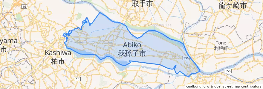 Mapa de ubicacion de 我孫子市.