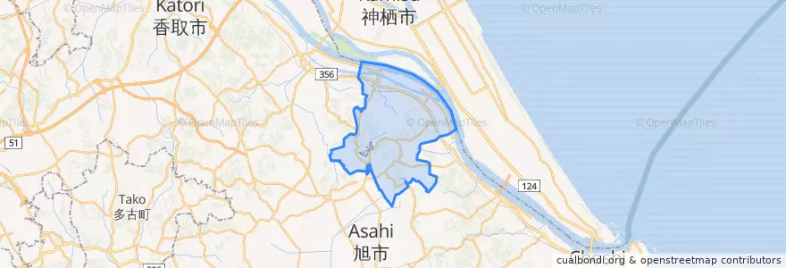 Mapa de ubicacion de 東庄町.