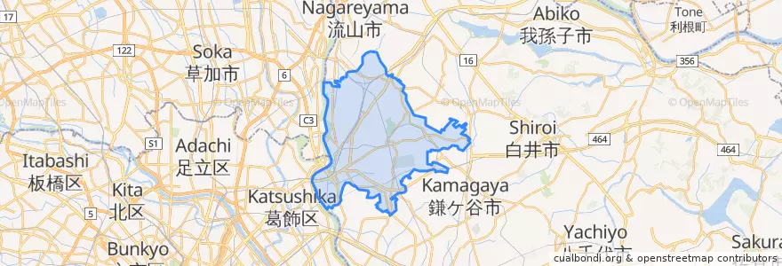 Mapa de ubicacion de 松戸市.