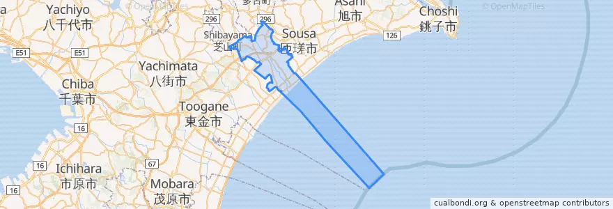 Mapa de ubicacion de 横芝光町.