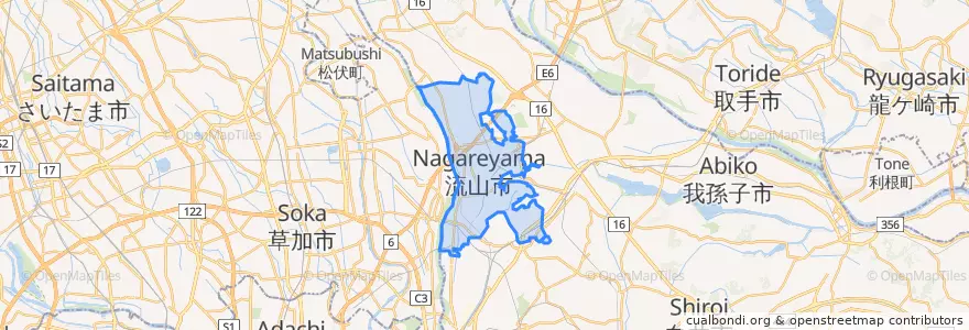 Mapa de ubicacion de Nagareyama.