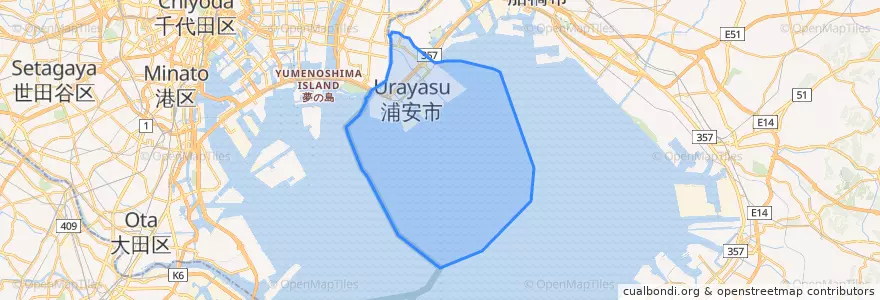 Mapa de ubicacion de 浦安市.