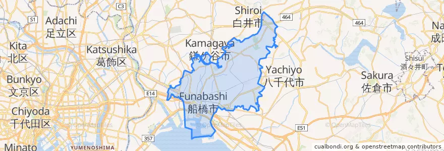 Mapa de ubicacion de Funabashi.
