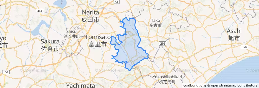Mapa de ubicacion de 芝山町.
