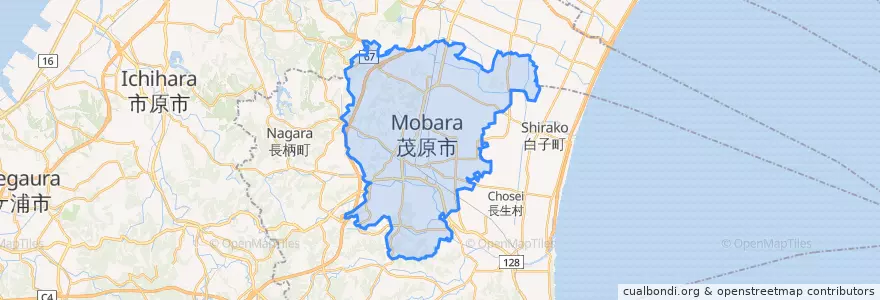 Mapa de ubicacion de Mobara.
