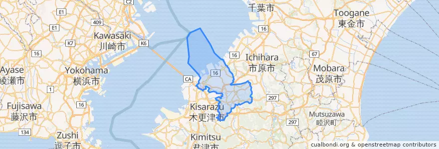 Mapa de ubicacion de 袖ケ浦市.
