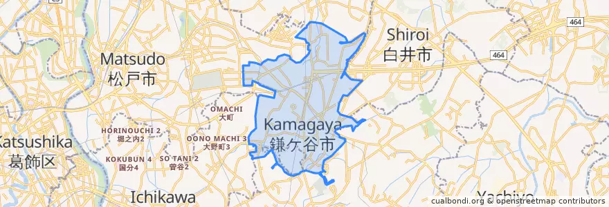 Mapa de ubicacion de 鎌ケ谷市.
