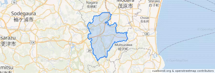Mapa de ubicacion de 長南町.