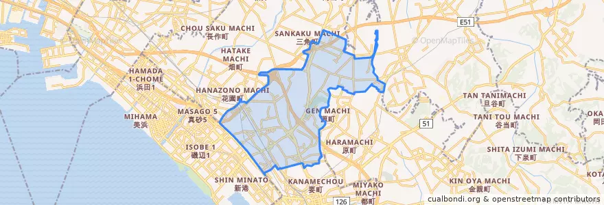 Mapa de ubicacion de 稲毛区.