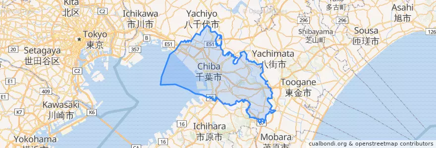 Mapa de ubicacion de Chiba.