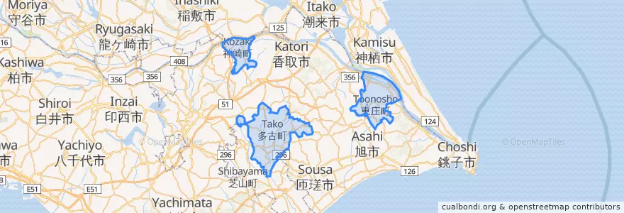 Mapa de ubicacion de 香取郡.