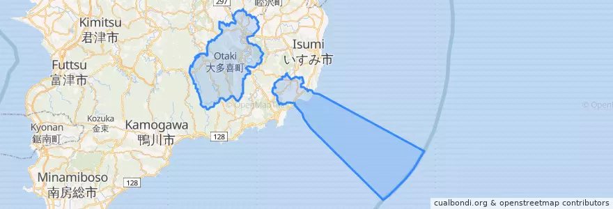 Mapa de ubicacion de 夷隅郡.