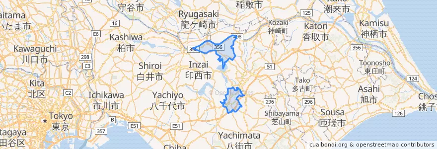 Mapa de ubicacion de 印旛郡.