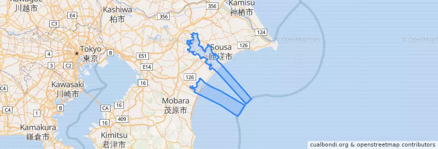 Mapa de ubicacion de 山武郡.