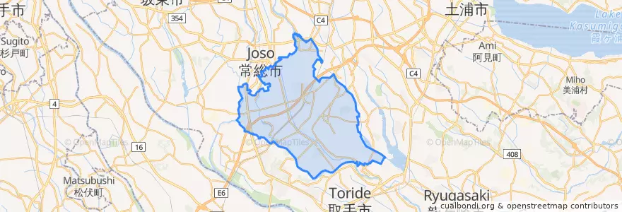 Mapa de ubicacion de つくばみらい市.