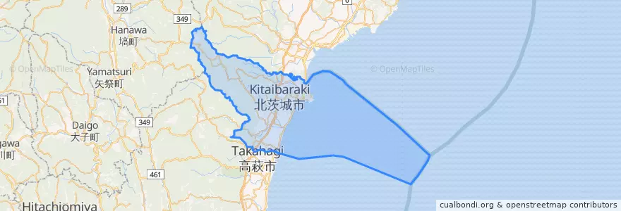 Mapa de ubicacion de Kitaibaraki.