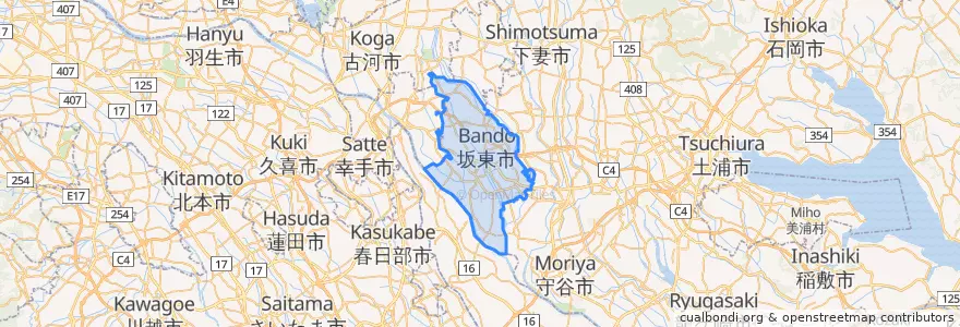 Mapa de ubicacion de 坂東市.