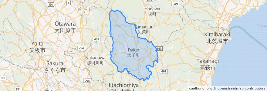 Mapa de ubicacion de 大子町.