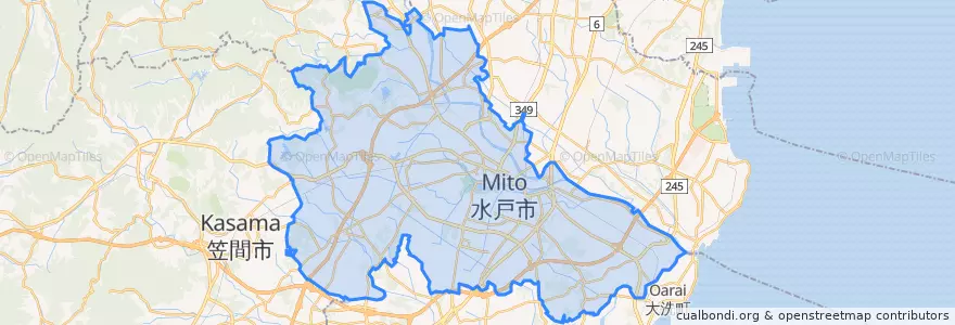Mapa de ubicacion de 水戸市.
