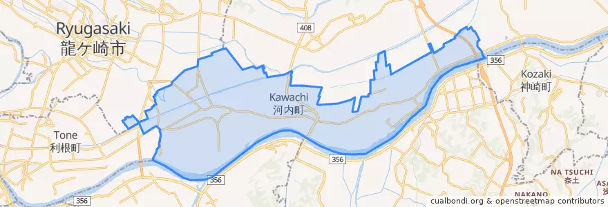 Mapa de ubicacion de 河内町.