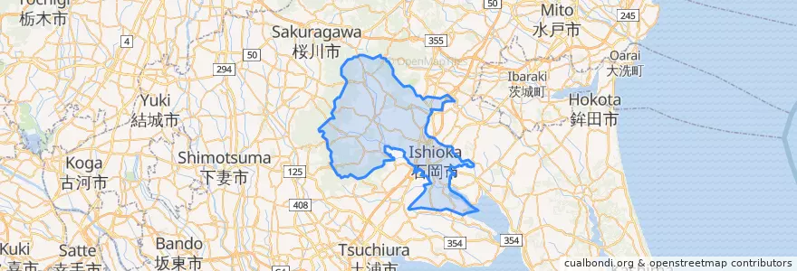 Mapa de ubicacion de 石岡市.