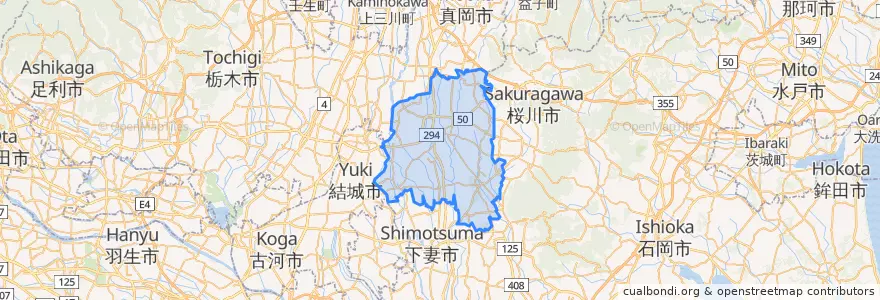 Mapa de ubicacion de 筑西市.