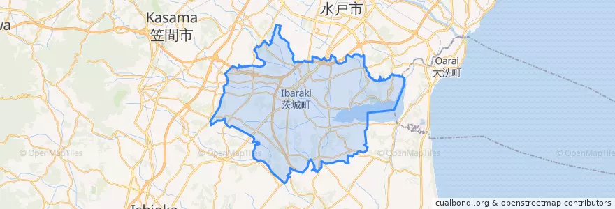 Mapa de ubicacion de 茨城町.