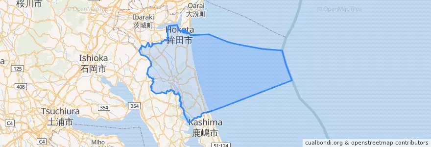 Mapa de ubicacion de 鉾田市.
