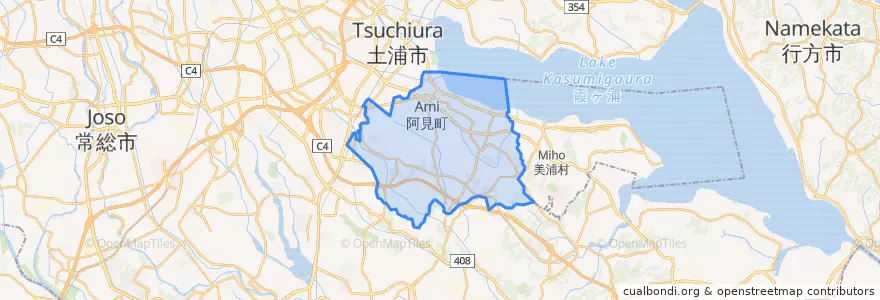 Mapa de ubicacion de 阿見町.