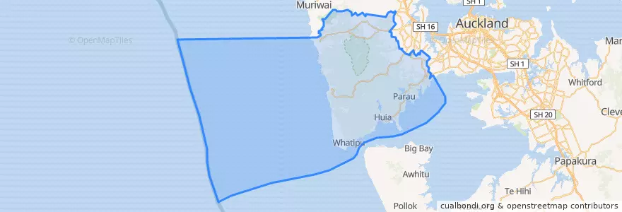 Mapa de ubicacion de Waitākere Ranges.