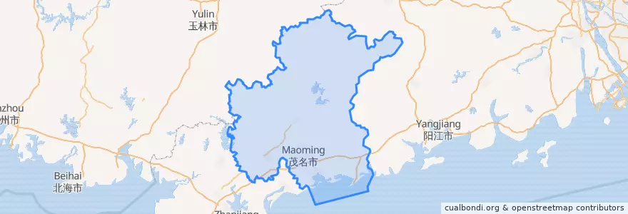 Mapa de ubicacion de 茂名市.