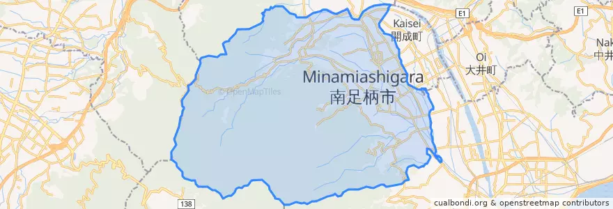 Mapa de ubicacion de 南足柄市.