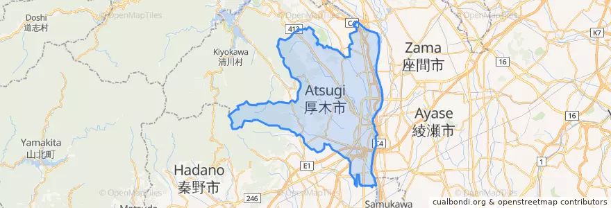 Mapa de ubicacion de 厚木市.