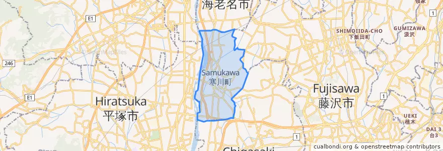 Mapa de ubicacion de 寒川町.