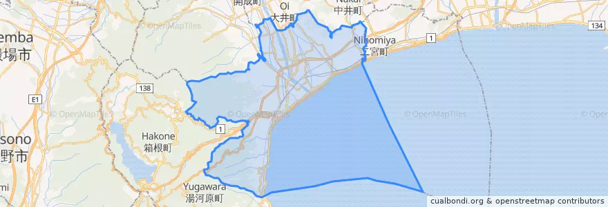 Mapa de ubicacion de 小田原市.