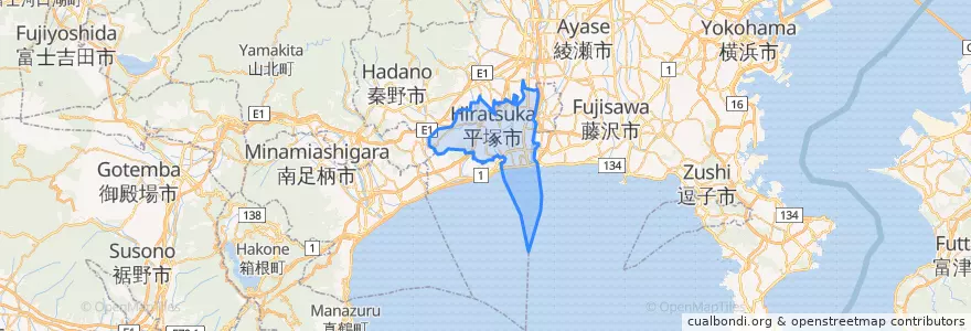 Mapa de ubicacion de Hiratsuka.