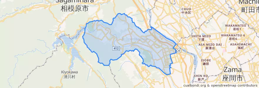 Mapa de ubicacion de 愛川町.