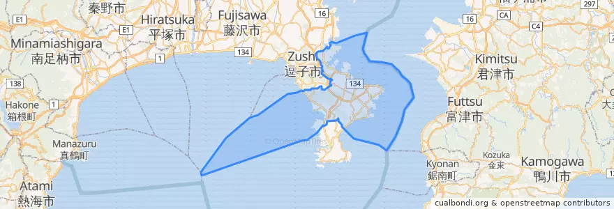 Mapa de ubicacion de Yokosuka.