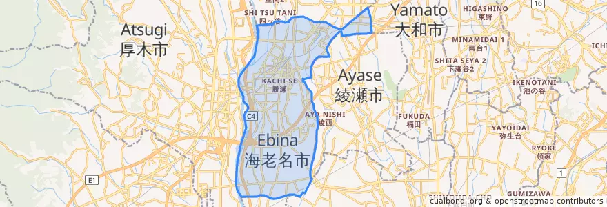 Mapa de ubicacion de 海老名市.