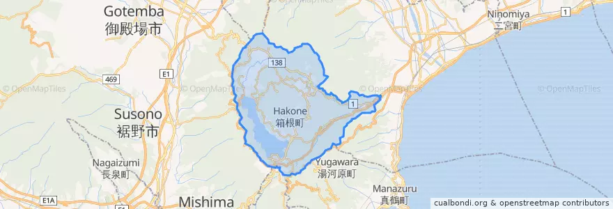 Mapa de ubicacion de 箱根町.