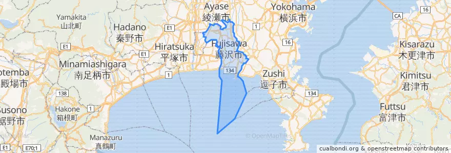 Mapa de ubicacion de 藤沢市.