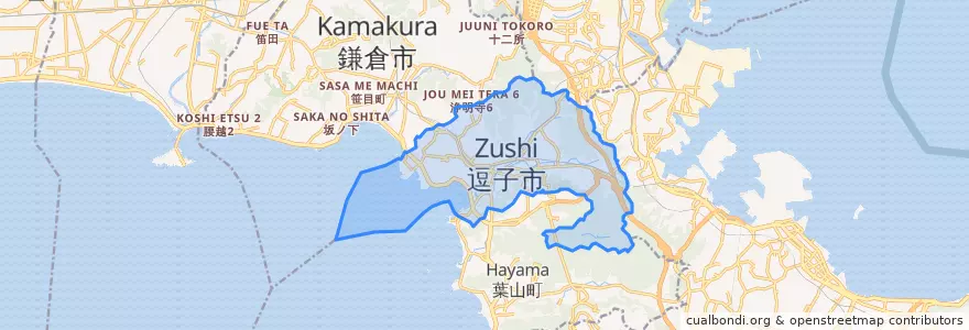 Mapa de ubicacion de Zushi.