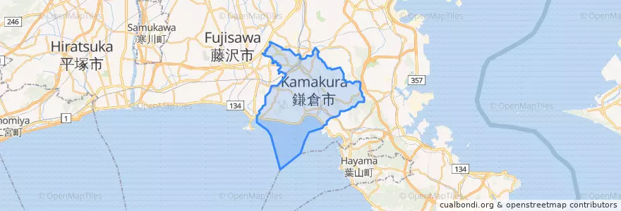 Mapa de ubicacion de 镰仓.