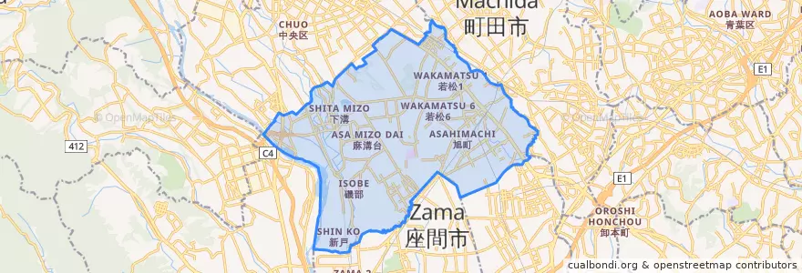 Mapa de ubicacion de Minami Ward.