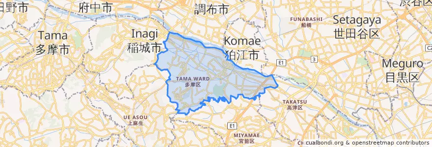 Mapa de ubicacion de Tama Ward.