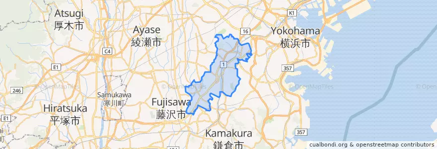 Mapa de ubicacion de Totsuka Ward.