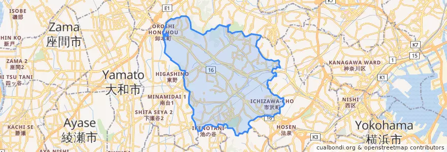Mapa de ubicacion de 旭区.