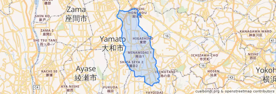 Mapa de ubicacion de 瀬谷区.