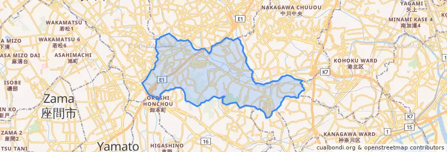 Mapa de ubicacion de 緑区.