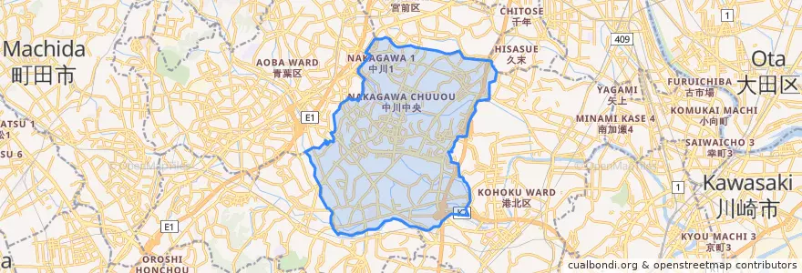 Mapa de ubicacion de 都筑区.
